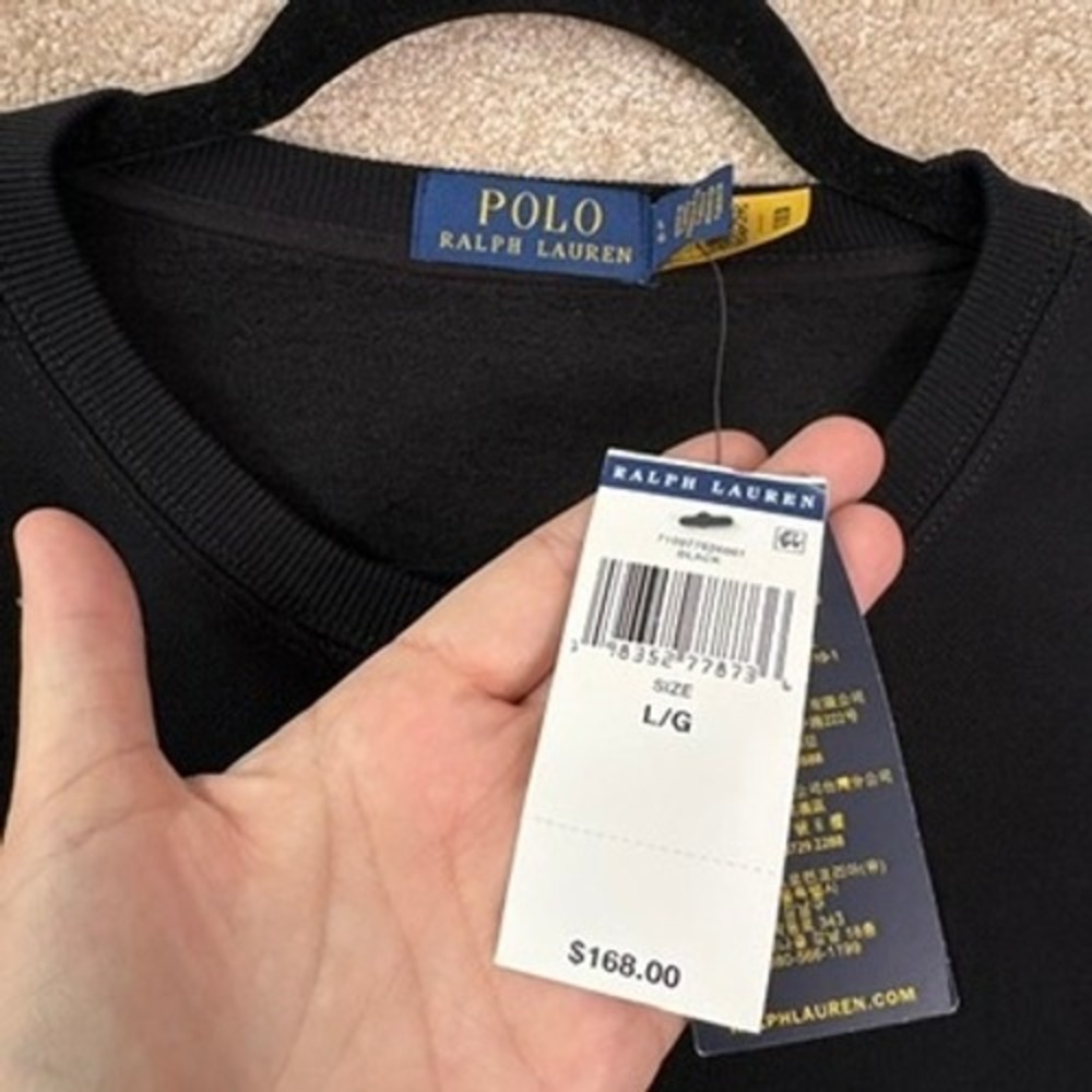 NWT POLO RALPH LAUREN Crewneck Sweatshirt Men's Large Denim Polo Bear Fleece - Picture 3 of 5